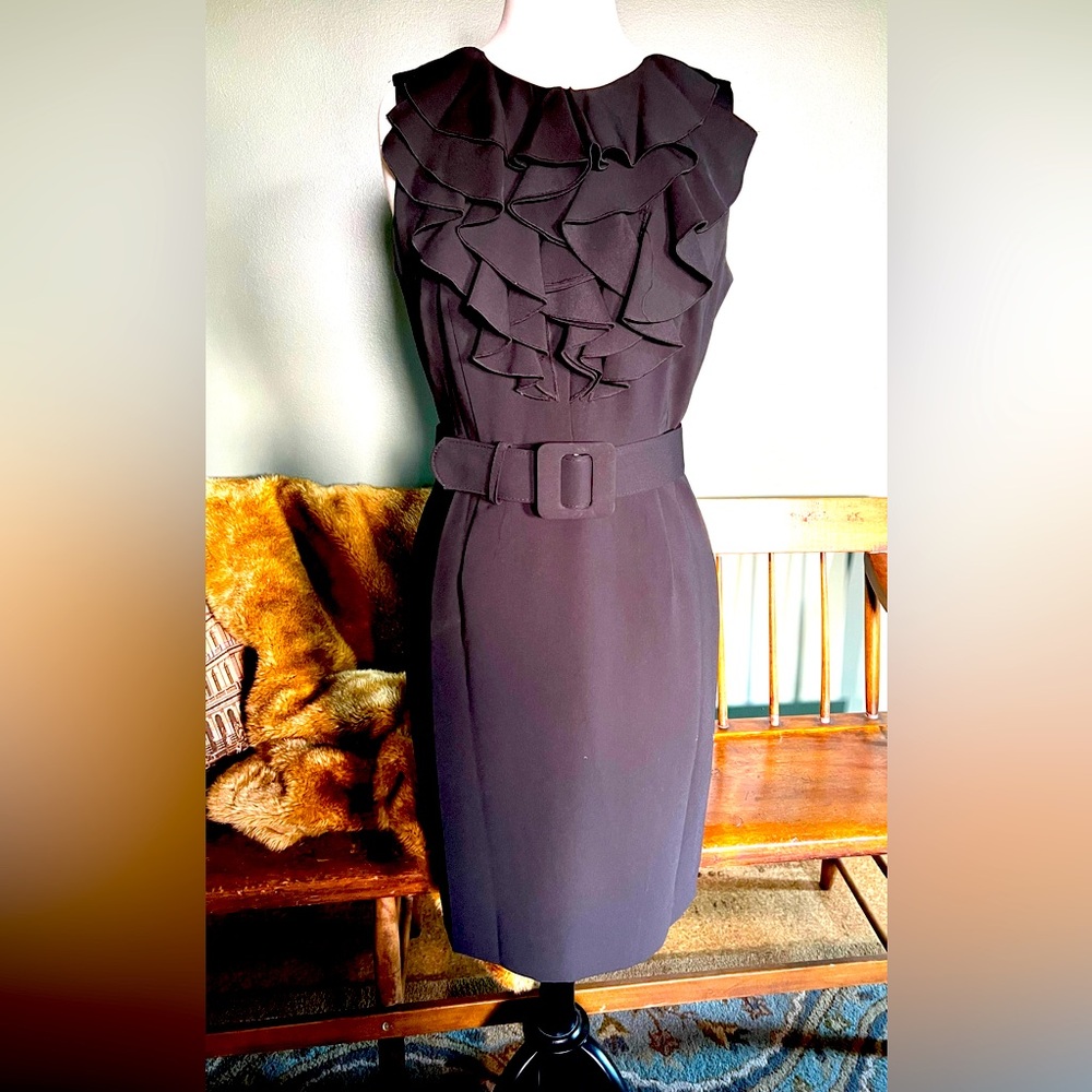 🌹Beautiful Black Ruffle Cocktail Dress Sz 10